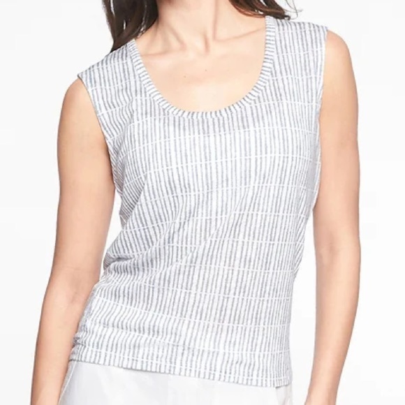 Athleta Women S Black White Striped Athleisure Scoop Neck Breezy Muscle Tee - Picture 1 of 10